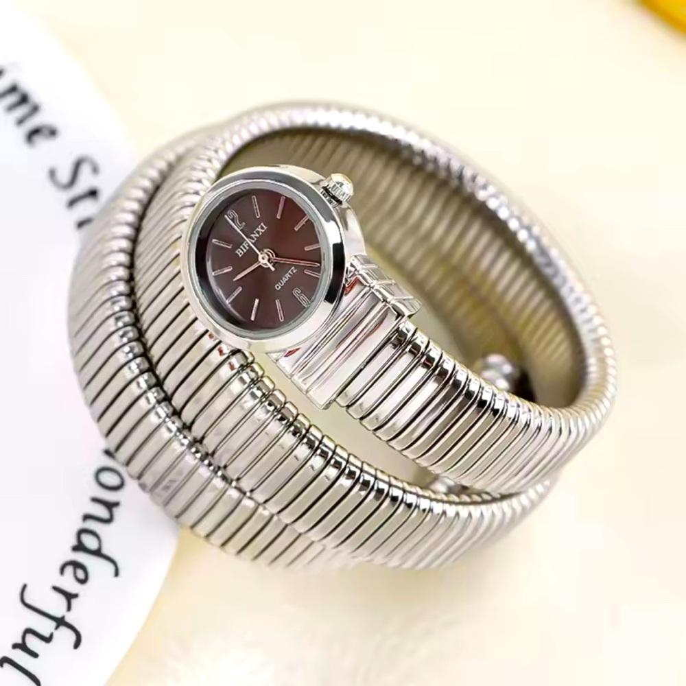 NEW Rocky IV Adrian Balboa Talia Shire Serpentine Snake Watch Silver/ Gray Face